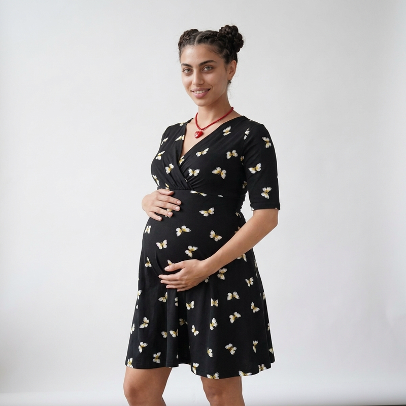 Tie-Front Floral Maternity Dress | Adjustable Fit