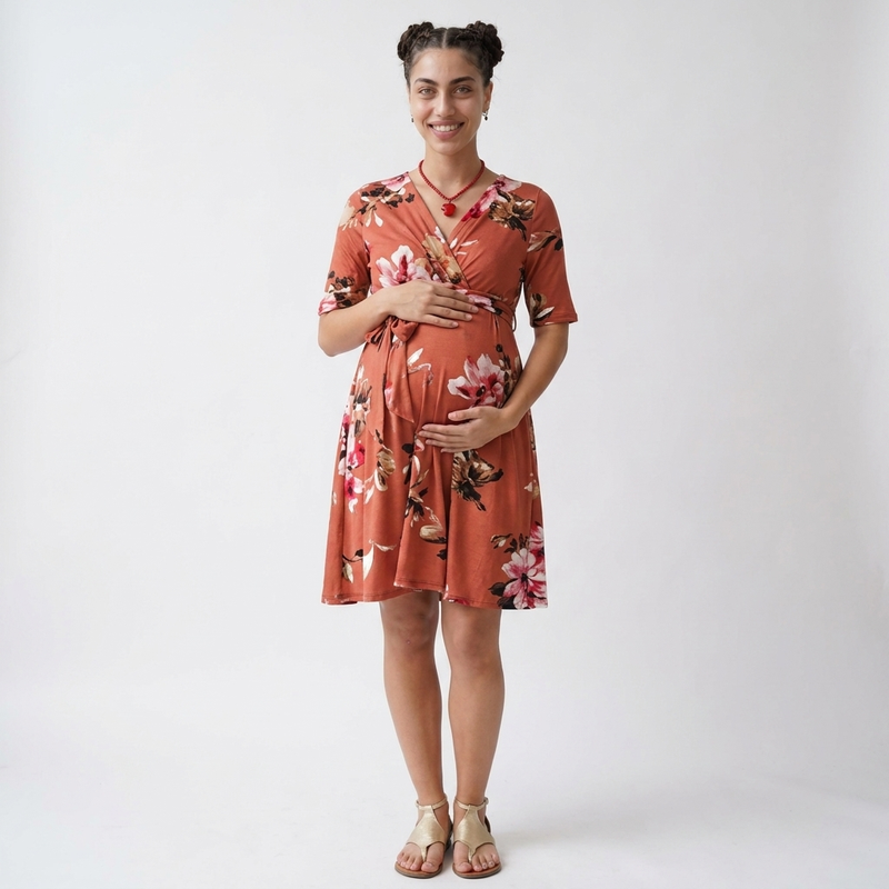 Tie-Front Floral Maternity Dress | Adjustable Fit