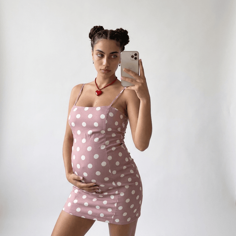 Polka Dot Suspender Maternity Dress | Retro Fit