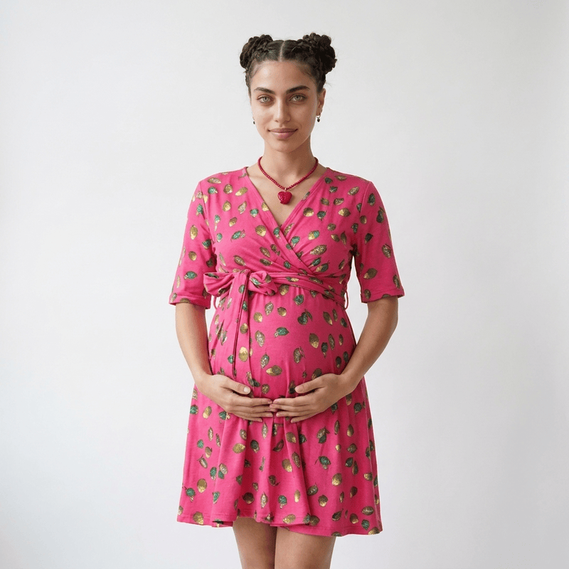 Tie-Front Floral Maternity Dress | Adjustable Fit
