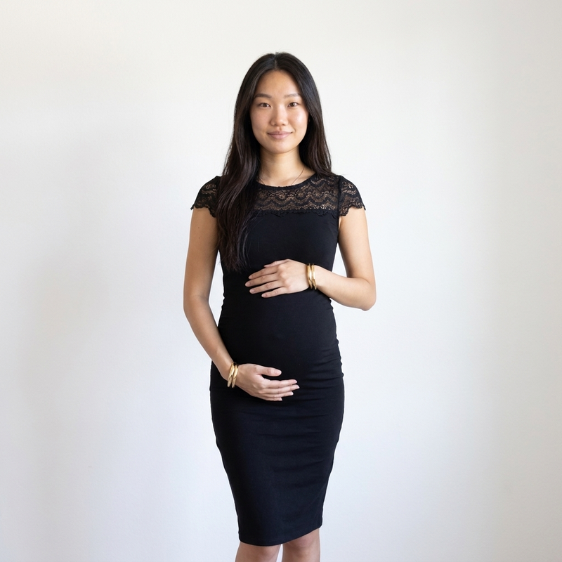 Lace Splice Mini Maternity Dress | Bump-Forward