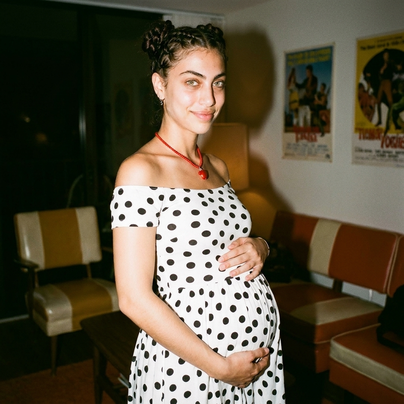 Off-Shoulder Polka Maternity Dress | Retro Dots