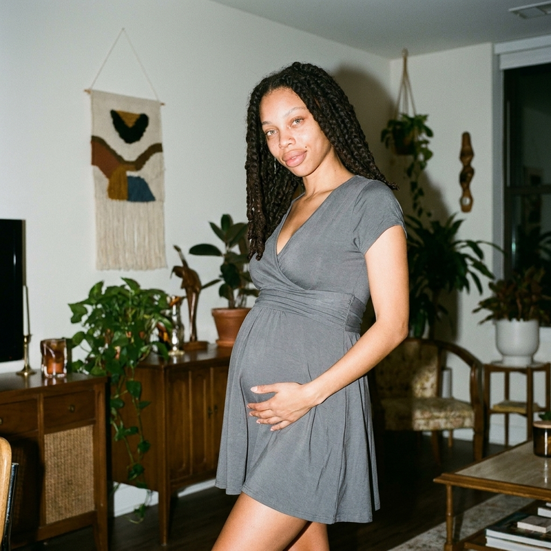 Deep V Bodycon Maternity Dress | Short Sleeve