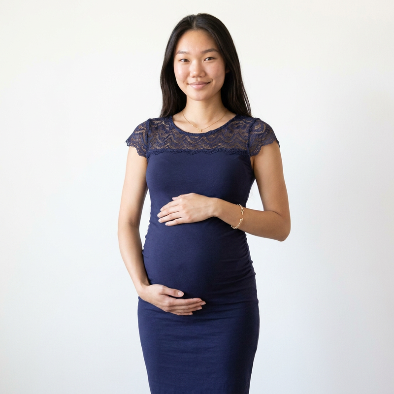 Lace Splice Mini Maternity Dress | Bump-Forward