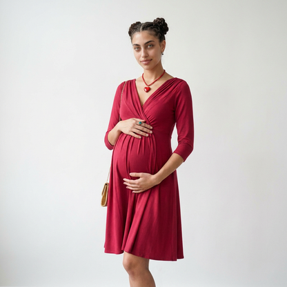 Party V-Neck Maternity Dress | Plunge Fitted